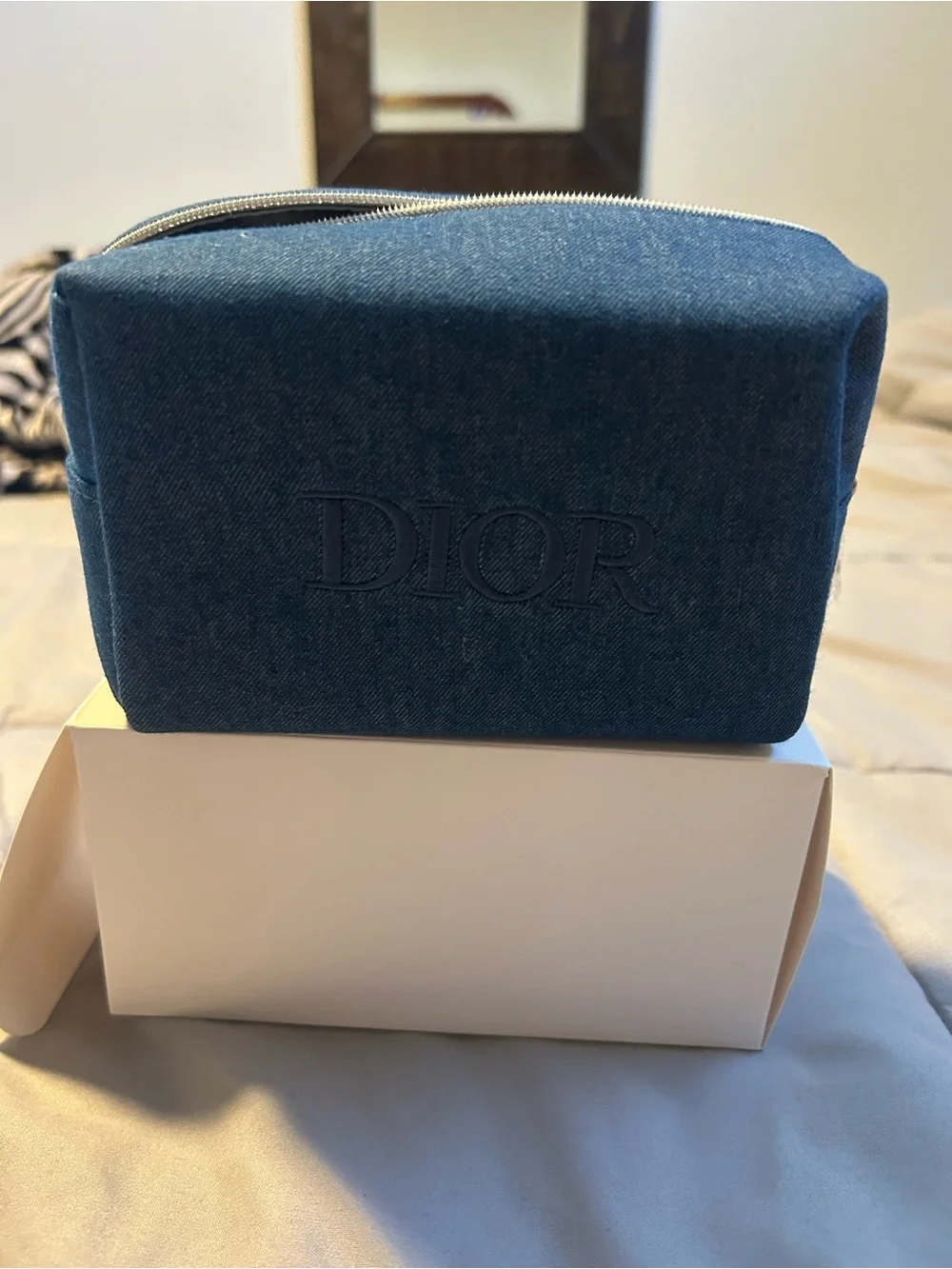 Dior Denim Logo Pouch - Blue